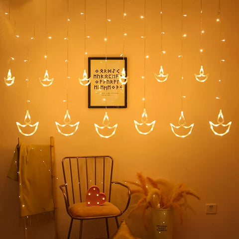 Diya Curtain Warm LED String Lights