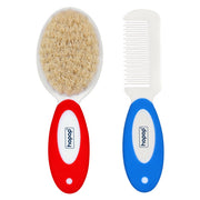 Hopop - Natural Soft Bristle Hair Brush & Rounded Teeth Comb Set