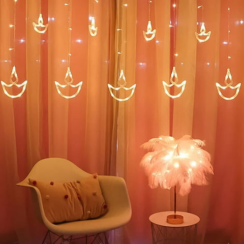 Diya Curtain Warm LED String Lights