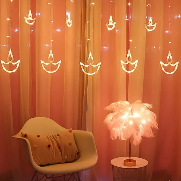 Diya Curtain Warm LED String Lights