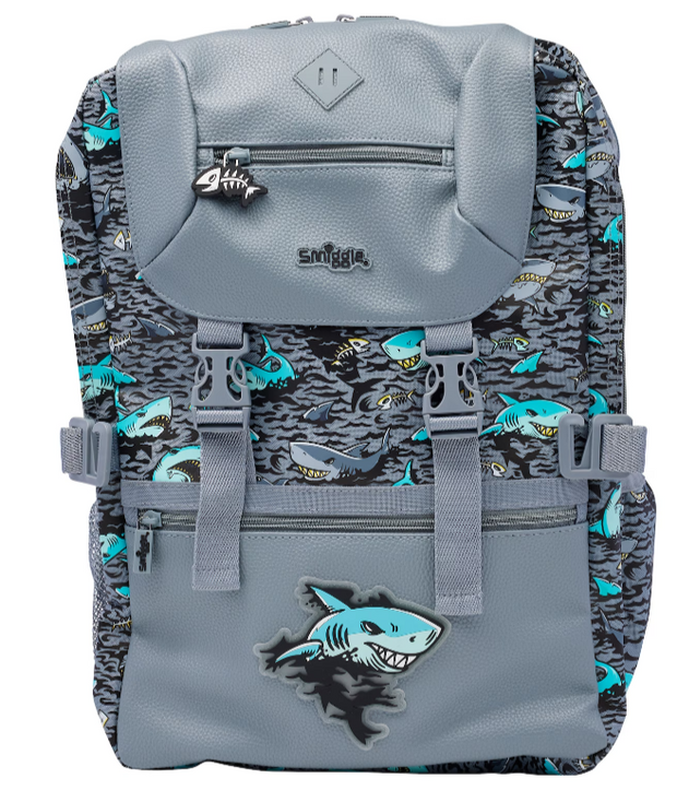 Smiggle foldover Grey Shark Backpack