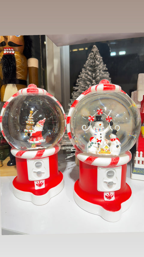 Christmas Red & White Snow Globe with LED Light