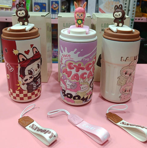 Cute labubu Tumbler With 3D Character Topper – Insulated Kids Water Flask - The Write Stuff