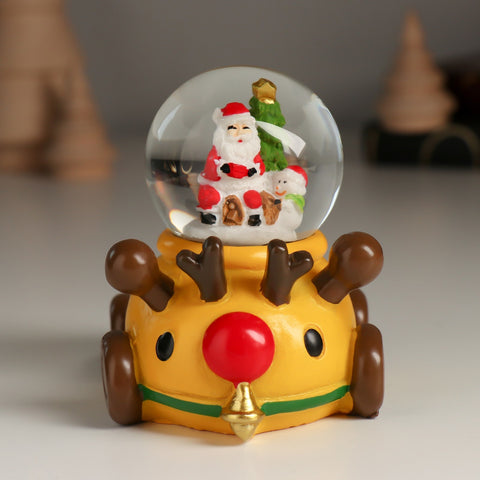 Christmas Mini Snow Globe yellow reindeer car