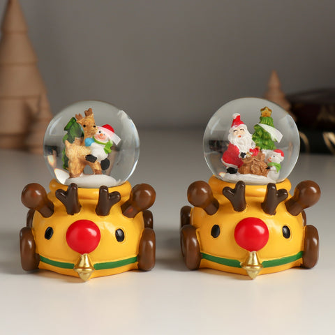 Christmas Mini Snow Globe yellow reindeer car