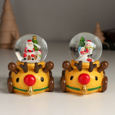 Christmas Mini Snow Globe yellow reindeer car