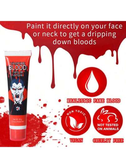 Halloween Vampire Blood – Fake Blood Tube for Halloween Makeup, Scary Cosplay & Theatrical Use - The Write Stuff