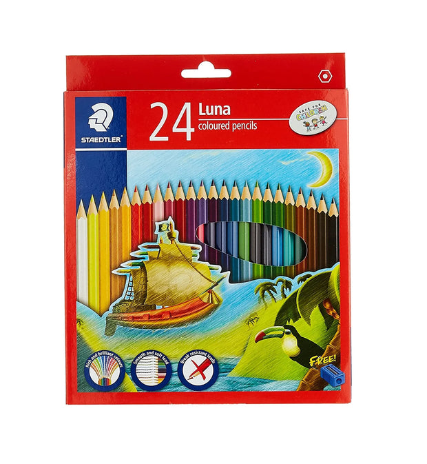 LUNA 136 Coloured Pencil Set – 24 Assorted Colours with Free Sharpener - The Write Stuff