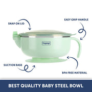 Baby Stainless Steel Bowl with Lid & Suction Base