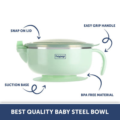 Baby Stainless Steel Bowl with Lid & Suction Base