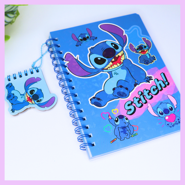 Stitch Spiral Notebook with Mini Pad – Assorted Designs with Stickers & Badge - The Write Stuff