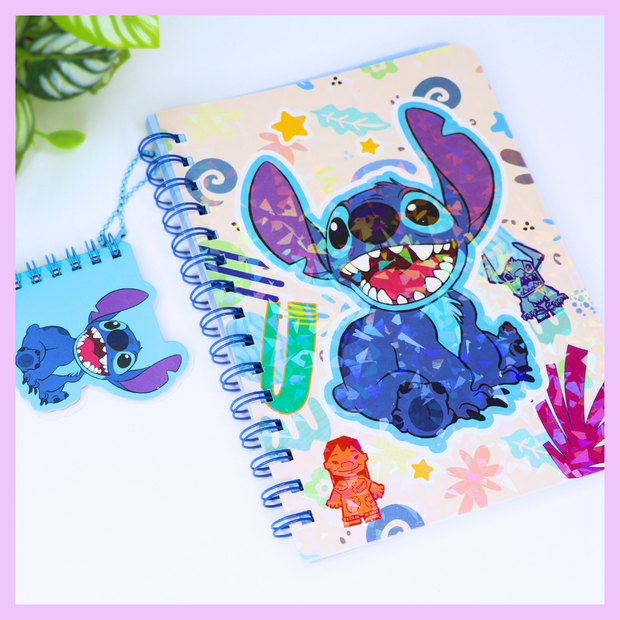 Stitch Spiral Notebook with Mini Pad – Assorted Designs with Stickers & Badge - The Write Stuff