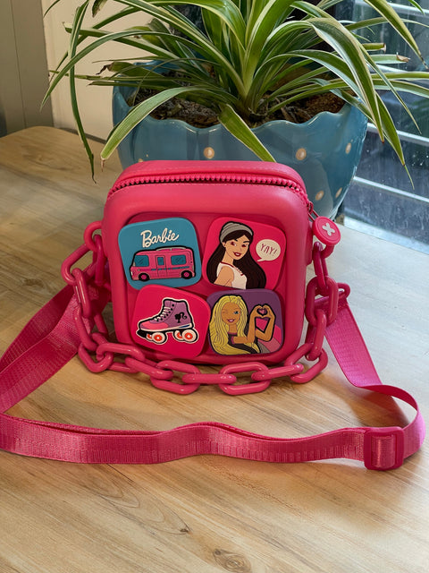 Barbie and Kuromi DIY Sling Bag | With Interchangeable Badges & Funky Chain Handle | Purse With Adjustable Belt - The Write Stuff