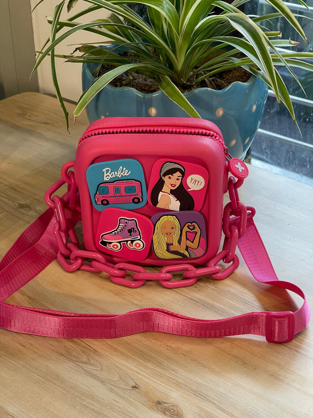 Barbie and Kuromi DIY Sling Bag | With Interchangeable Badges & Funky Chain Handle | Purse With Adjustable Belt - The Write Stuff