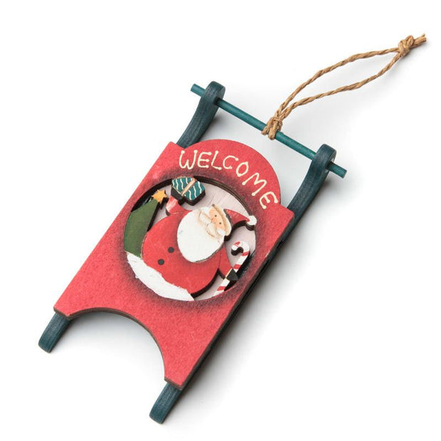 Wooden Santa Sleigh Hanging Christmas Decoration