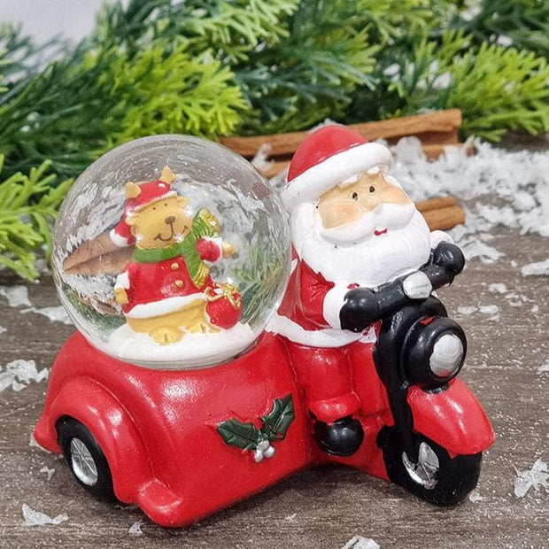 Christmas Santa on Bike Mini Snow Globe