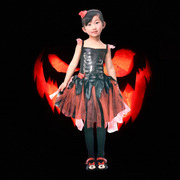 Halloween Frock Dress for Girls – Red & Black Witch Style Party Costume