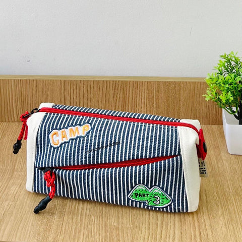 Cross Zip Design Pencil Pouch for Kids