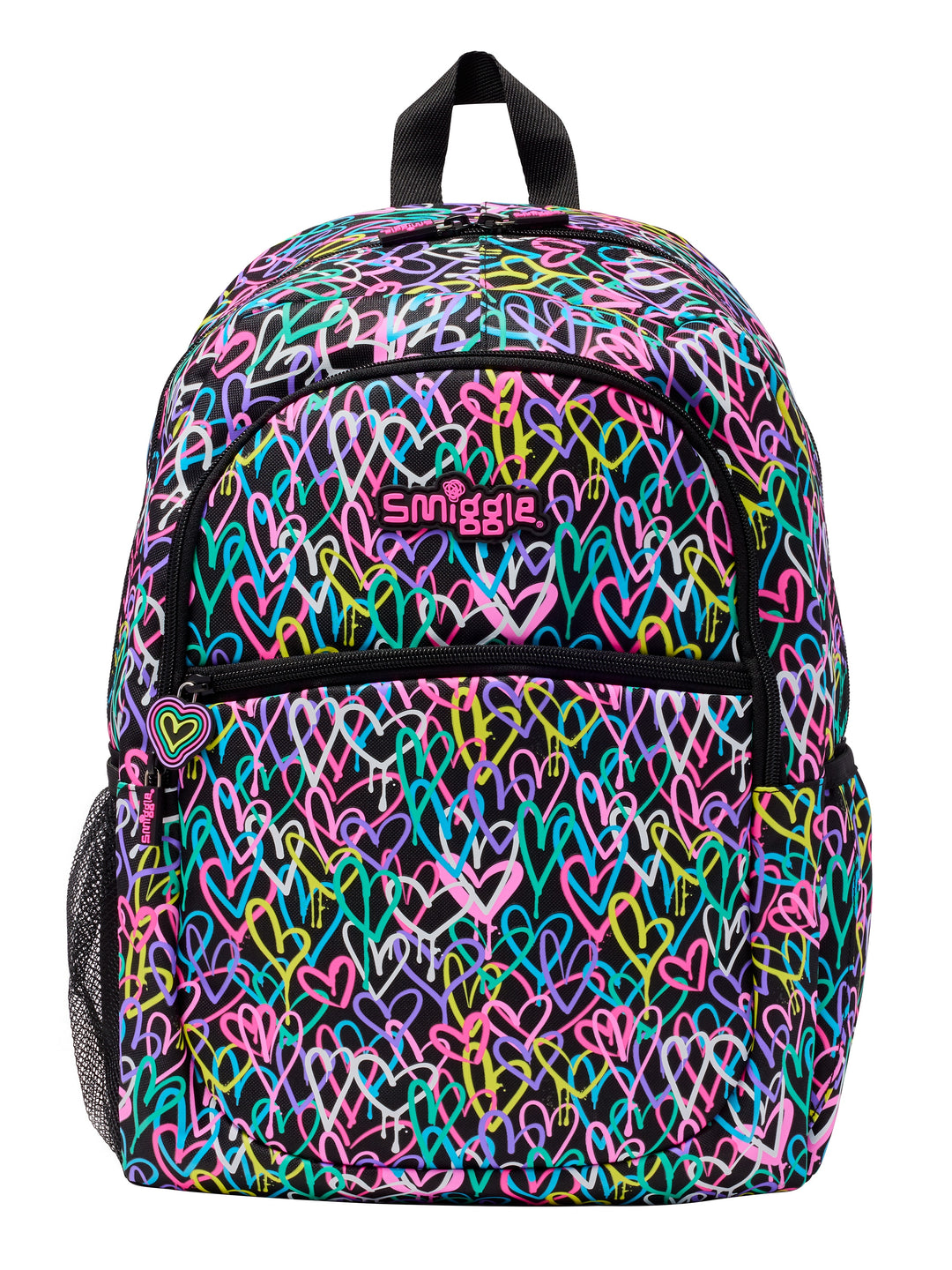 Smiggle Vivid Heart Classic Black Backpack The Write Stuff