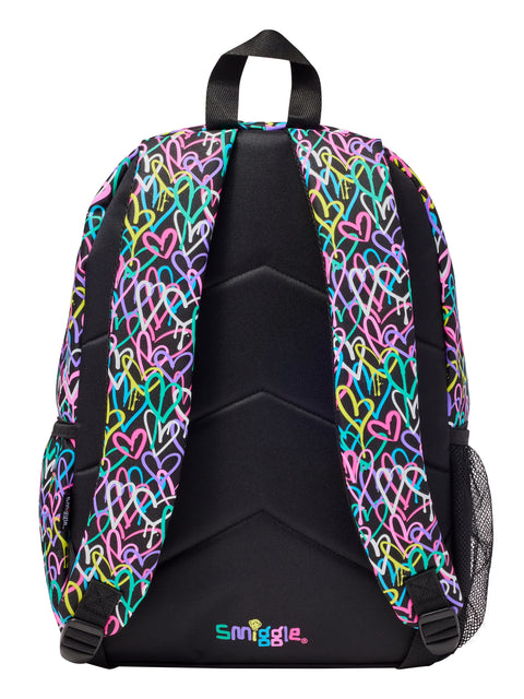 Smiggle Vivid Heart Classic Black Backpack