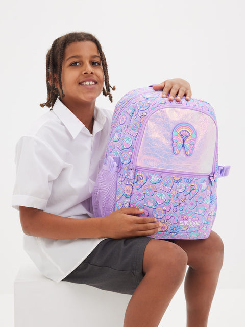 Smiggle Limitless Lilac Butterfly Patterned Backpack - The Write Stuff