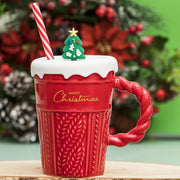 Merry Christmas Tall Mug with Straw