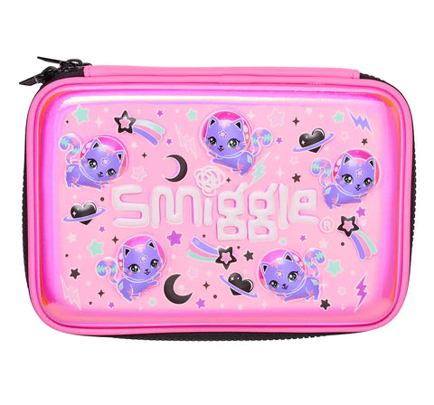 Smiggle Away Hardtop Double Up Kitty Pink Pencil Case