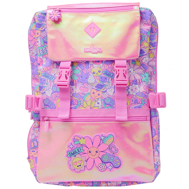 Smiggle Pink Floral Foldover Backpack