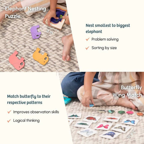 Set of 7 Montessori Learning Wooden Toys Box