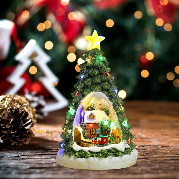 Christmas Tree Glowing House Musical LED Figurine - The Write Stuff