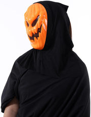 Scary Pumpkin Halloween Mask | Creepy Pumpkin Face Costume Mask with Hood for Horror Parties & Cosplay