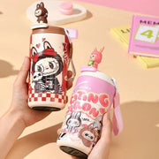 Cute labubu Tumbler With 3D Character Topper – Insulated Kids Water Flask - The Write Stuff