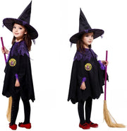 Halloween Little Witch Costume Dress for Kids with Hat – Spooky Halloween Party Outfit