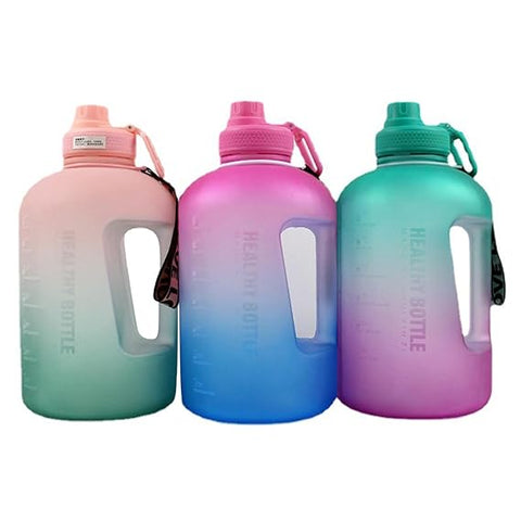 Reusable Sports Water Bottle with Straw & Time Marker