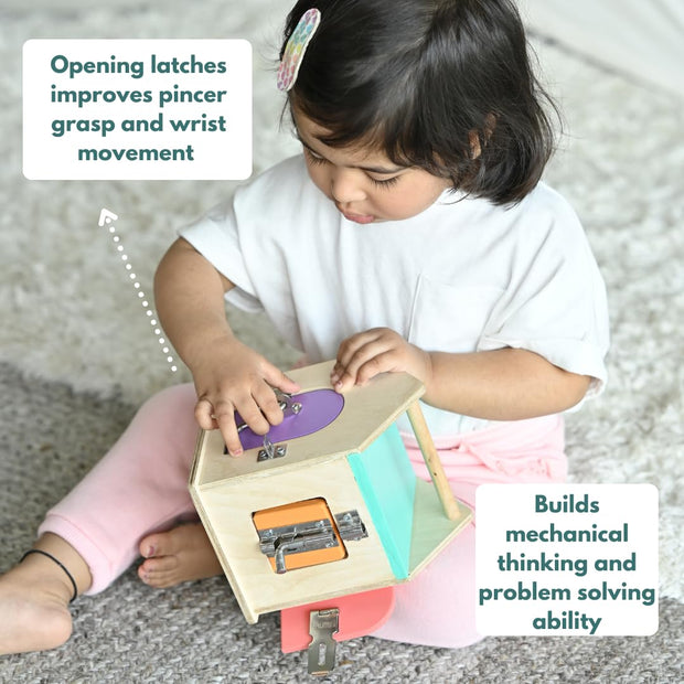 Curious Cub Latches & Locks Montessori Wooden Toy for Toddlers (21 Months+) - The Write Stuff