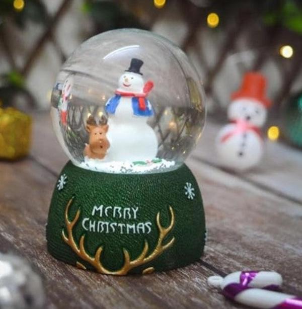 Christmas Snow Globe with Santa on Train