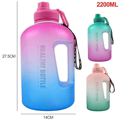 Reusable Sports Water Bottle with Straw & Time Marker