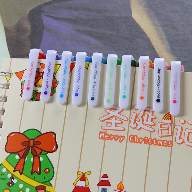 Christmas Color Pens - 10 Pieces | 0.5mm Fine Point Colored Pens - The Write Stuff