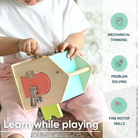 Curious Cub Latches & Locks Montessori Wooden Toy for Toddlers (21 Months+) - The Write Stuff