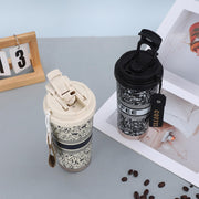 Designer Floral Coffee Mug with Straw & Flip Lid – 500ml - The Write Stuff