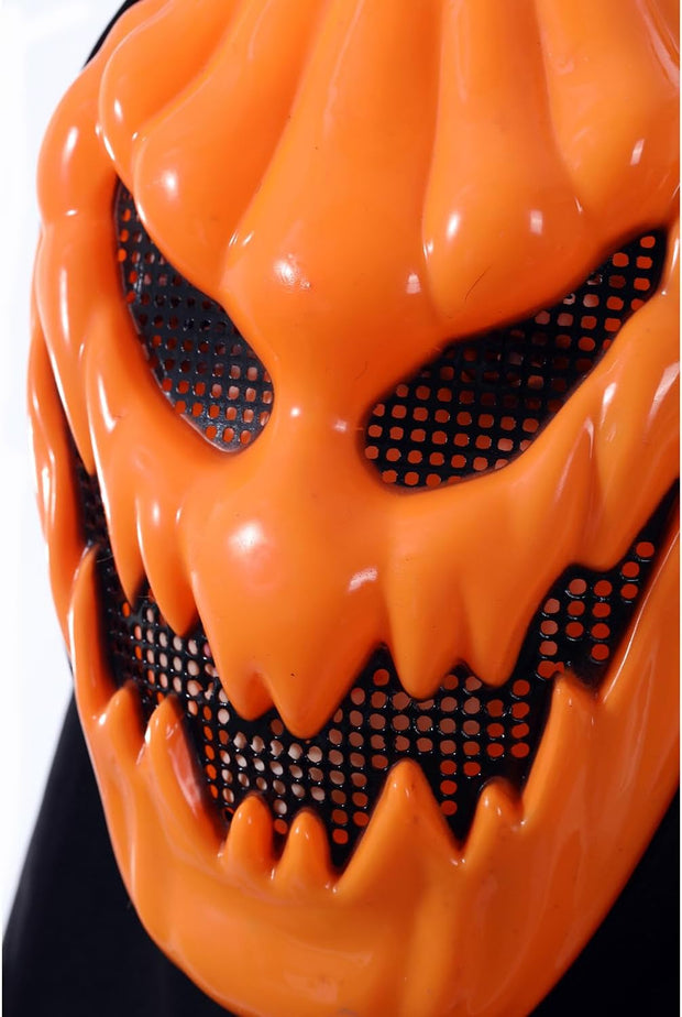 Scary Pumpkin Halloween Mask | Creepy Pumpkin Face Costume Mask with Hood for Horror Parties & Cosplay