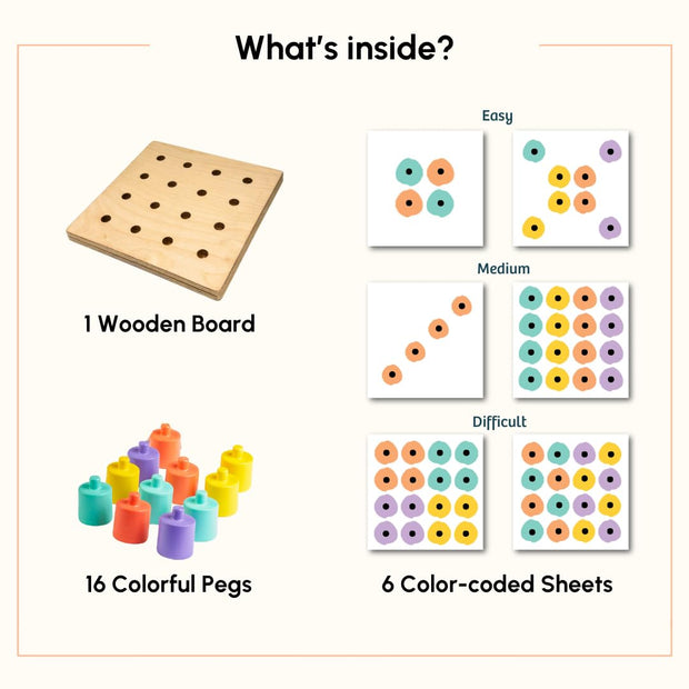 CURIOUS CUB- COLOR MATCHING PEG BOARD - 1.5 Years +