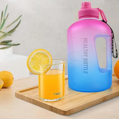 Reusable Sports Water Bottle with Straw & Time Marker