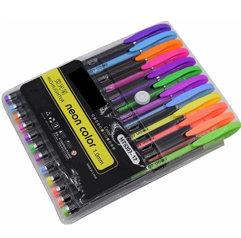 Neon Highlighter Glitter Pen Set - The Write Stuff
