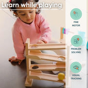 Curious Cub Montessori Ball Tracker | Wooden Rolling Ramp Toy for Babies (11 Months+)