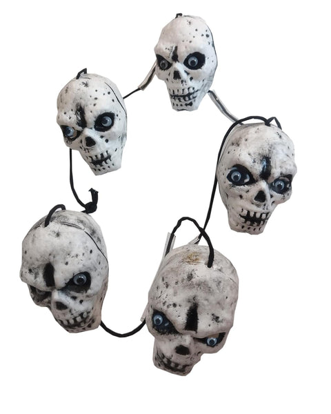 Halloween Skull Garland Decoration – Scary Hanging 11 Skull Heads String for Haunted House - The Write Stuff