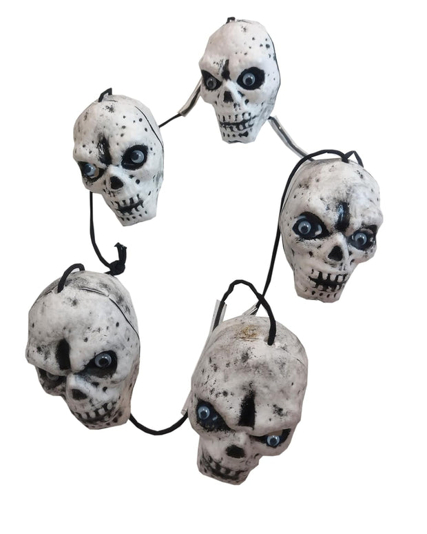 Halloween Skull Garland Decoration – Scary Hanging 11 Skull Heads String for Haunted House - The Write Stuff