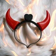 LED Devil Red Horns Headband