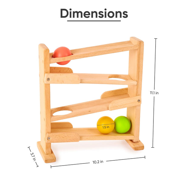 Curious Cub Montessori Ball Tracker | Wooden Rolling Ramp Toy for Babies (11 Months+)
