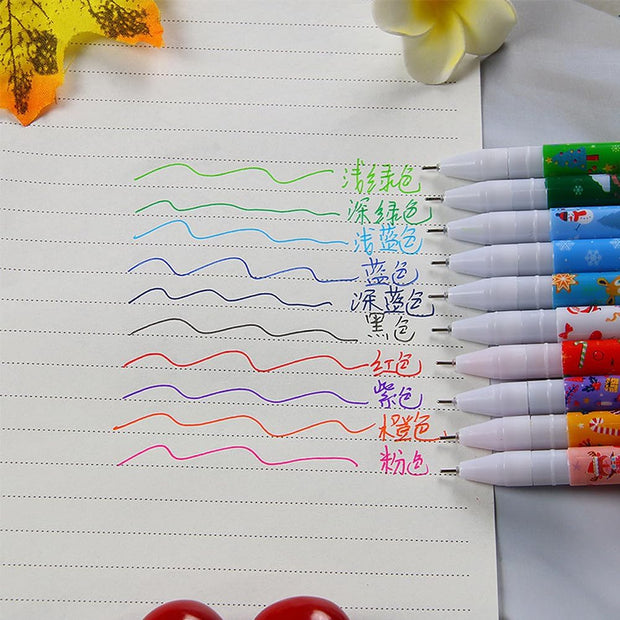 Christmas Color Pens - 10 Pieces | 0.5mm Fine Point Colored Pens - The Write Stuff